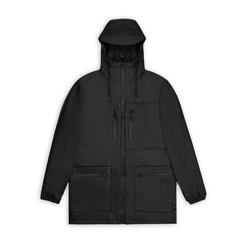 RAINS Cargo Long Jacket – Unisex Waterproof Raincoat with Adjustable Hood, Durable PU Fabric, Breathable & Lightweight Design