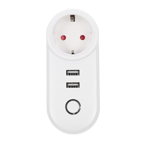Mikikit Enchufe Inteligente Wifi con Doble USB Control Independiente Compatible con Dispositivos Móviles Diseño Compacto y Práctico para Hogar para Personas con Movilidad Reducida
