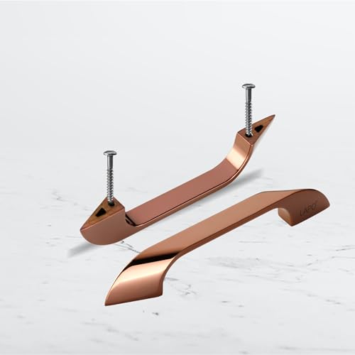 Image of LAPO 4 Inch Cabinet Handles for Kitchen Units, Suitable for Wardrobe and Pooja Mandir, Scratch Resistant Surface, DIY Installation, 3 Years Warranty (96mm, PVD Rose Gold Finish, Pack of 2) - Twist