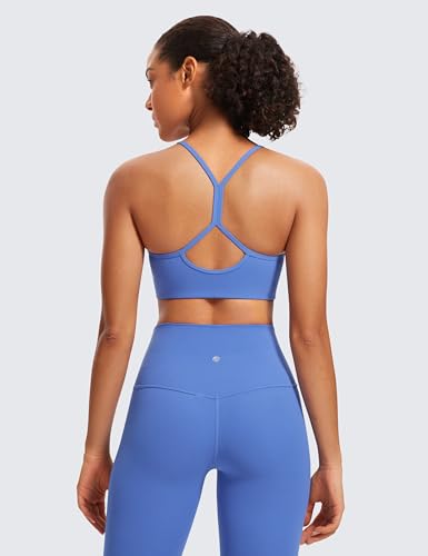 Image of CRZ YOGA Butterluxe High Neck Y Back Sports Bra | Light Support, Removable Pads, Yoga, Extremely Soft, Spaghetti Straps, Keyhole, for Women