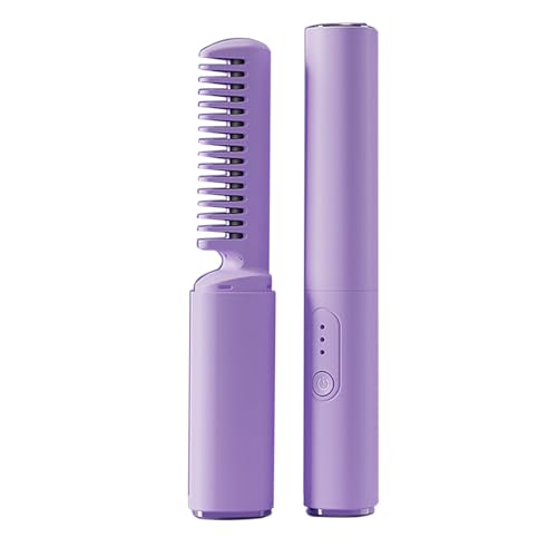 Cepillo Alisador de Cabello - Cepillo de peinado calentado Cepillo de caliente inalámbrico recargable, peine portátil para alisar el cabello, calentamiento rápido para todo tipo de cabello
