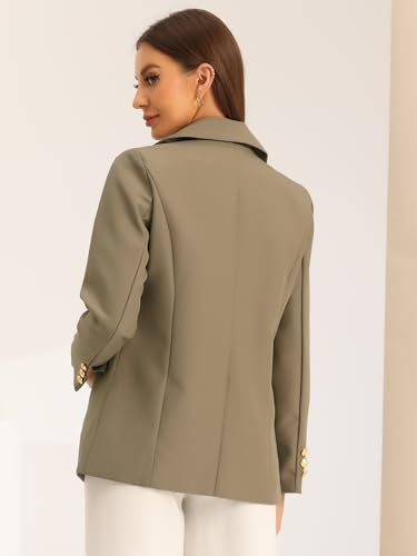 Allegra K Women's Notched Lapel Double Breasted Long Sleeve Work Office Suit Blazer Jacket4