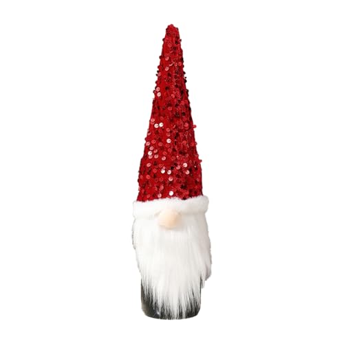Jul Gnome vinflaskskydd – dekorativa högtidsflaskdekorationer, festlig bordsskiva, vinärm, säsongsbetonade heminredning tomtar | juldekorationer för, matsal, hylla, fest, Röd, Refer to description