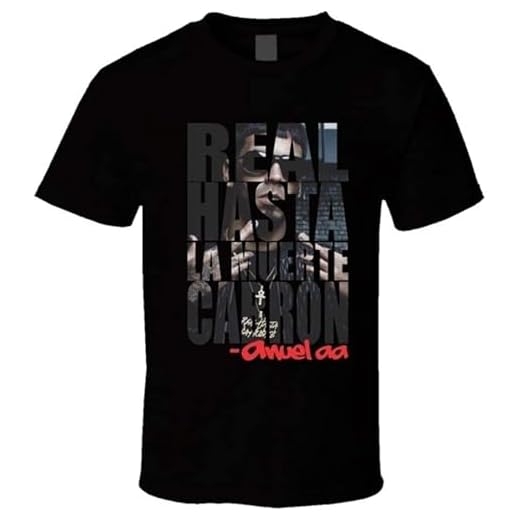 GOLDROAST Camiseta para hombre Real Hasta La Muerte Cabron Anuel Aa #Freeanuel, Negro, S