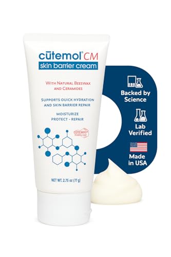 Cutemol CM Emollient Cream - Natural Beeswax & Ceramides for Dry, Damaged Skin (2.75 oz)