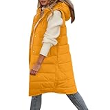 Style : dans cette veste sans manches pour l'hiver, le long manteau à capuche du manteau chaud en duvet avec poches Manteau d'extérieur matelassé vous permet de vous coiffer confortablement par temps froid. Ce manteau polyvalent convient à tout le monde et se combine facilement avec tous vos looks d'hiver préférés.