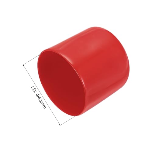 Image of uxcell 4pcs Rubber End Caps 43mm ID Vinyl Round End Cap Cover Screw Thread Protectors Red, 40mm Height