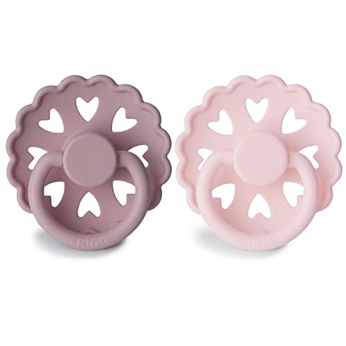 Frigg Fairytale Confezione Da 2 Ciucci | Ciuccio In Silicone | Senza Bpa | Prodotto In Danimarca | Tettarella Simmetrica A Ciliegia | (Twilight Mauve/White Lilac, Taglia 2 (6-18 Mesi)) - 2