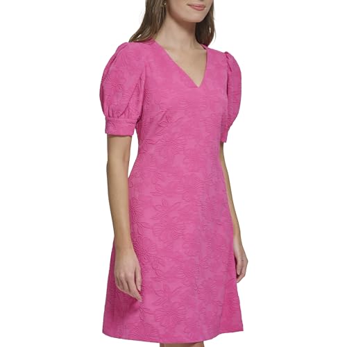 Image of Tommy Hilfiger Women's Short Puff Sleeve V-Neck Shift Mini Dress