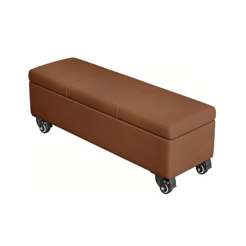 Puff Almacenamiento Banco Descalzadora Almacenaje Otomana con Ruedas Capacidad De para Dormitorio Sala Entrada Pasillo(Brown,30x40x90cm)