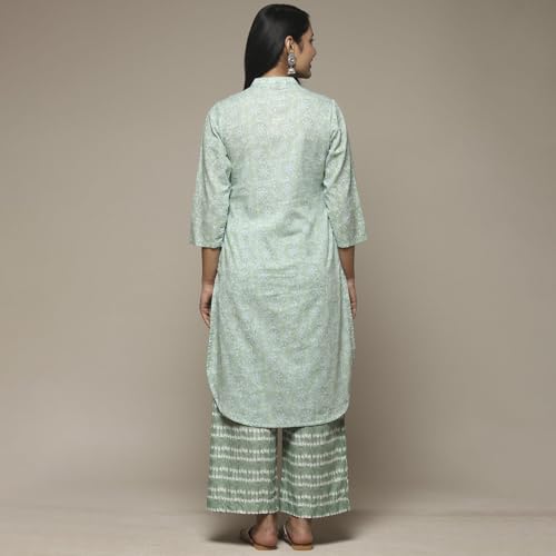 Image of BIBA Women Cotton Straight Printed Suit Set