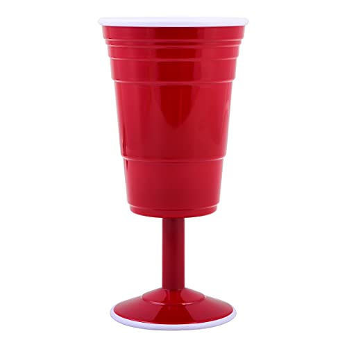 Red Cup Living 8 oz Plastic Wine Glass, Reusable Stemmed Wine Glasses | Red Cup Style Outdoor Wine Glasses, BPA Free Large Wine Glass | Dishwasher Safe Long Stem Wine Glasses, Perfect Plastic Wine Glasses for Camping and Patio Parties - Set of 1