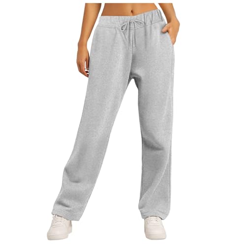 Pantalon survêtement femme polaire chaud confortable à jambe large droite pour le yoga