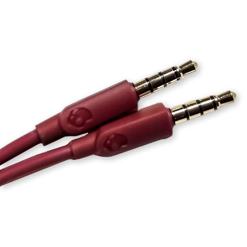 Audio Cable Compatible with Skullcandy Hesh 1, 2, 3 Series and Skullcandy Crusher 1,2,3 Series. (Red)