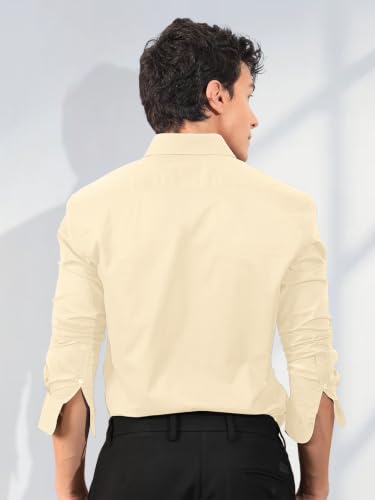 Image of Pinkmint Men's Solid Shirt | Soft Cotton Blend | Casual Shirt | Plain | Full Sleeve - Regular Fit (Available in Plus Size and Pack of 2)