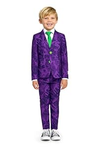OppoSuits Joker-Kostüm für Jungen - DC-Comics-Outfit - Inklusive Blazer, Hose und Krawatte - lila