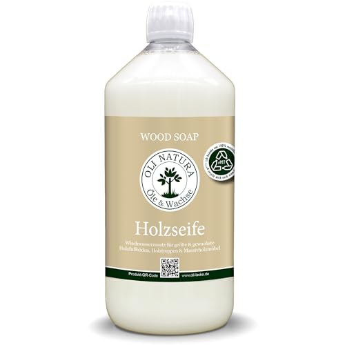 OLI-NATURA Holzseife 1 Liter - Natürliches Reinigungsmittel für geölte und gewachste Holzoberflächen - Ideal für Parkett, Holzmöbel und Treppen