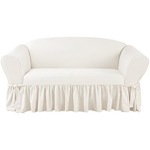 SureFit Essential Twill Ruffled Loveseat Cover Cover