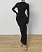 BTFBM Women Bodycon Maxi Dress Long Sleeve Back Slit Ruched Elegant Party Cocktail Formal Fall Wedding Guest Dresses(Black, X-Small)
