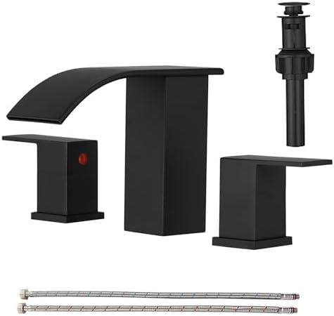 RUMOSE LED Bathroom Faucets Set Matte Black 8 inch Bathroom Sink Faucet ...