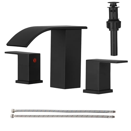 RUMOSE Bathroom Faucets Black Bathroom Sink Faucet 3 Hole with Drain