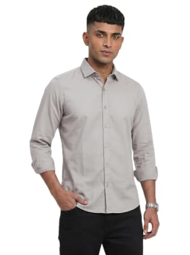 Image of DOXIC Men's Cotton Shirt with Spread Collar Neck Full Sleeves Classic Style Solid Pattern Regular Fit and Standard Length | Formal & Casual Wear Shirts