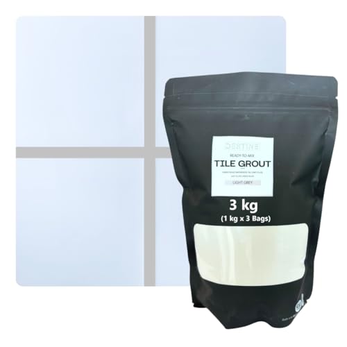 Image of DESTINE READY-TO-MIX inchTILE GROUT inch (16 COLOURS) (ALL PACKS: 100 Gm,250 Gm,400 Gm,800 Gm,1 Kg), Waterproof, Crack Filler, Cement Based Tile Gap Filler (3 Kg, Light Grey)