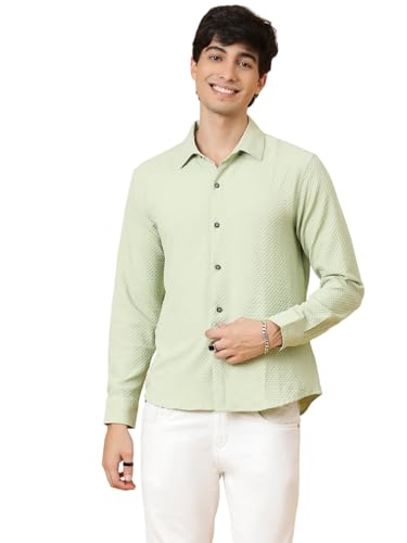 Image of KOTTY Men's Textured Casual Shirt - Long Sleeve||Button-Down Collar||Classic Fit
