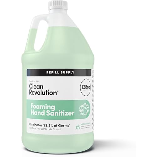 Clean Revolution Foaming Hand Sanitizer 128 Fl. Oz Refill Supply Container | Eliminates 99.9% of Germs |Gentle & Aloe Enriched | 70% USP Medical Grade Ethanol Medical Facility Compliant