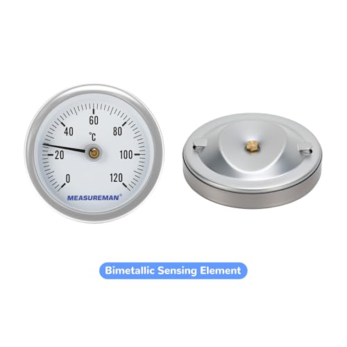 Rohrthermometer, 63 mm 0-120°C, Clip-Warmwasserrohr, Metallgehäuse, für 1-3\ Rohr