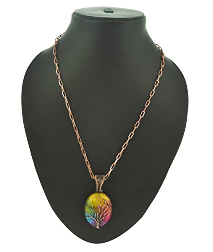 Tree Of Life Natural Gemstone Pendant Copper Wire Wrapped Jewelry Necklace4