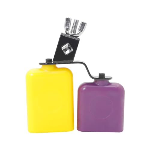 KAIXINXIN Bicolor Cowbell for Drum High and Low Tones Double Mounted Bells Noisemaker Percussion Musical Instruments