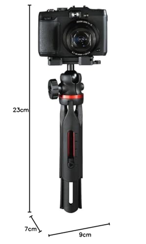 Hama Handy Stativ und Kamerastativ (Reisestativ mit Handyhalterung, Tischstativ mit Kugelkopf, h&ouml;henverstellbares Mini-Stativ bis max. 19 cm, aus Aluminium und nylonverst&auml;rktem Kunststoff) schwarz