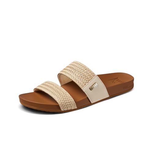 Image of REEF Vista Braid II Women's Fashion Slide Sandal, Vegan Leather Strap, Ultra Soft Cushion Footbed