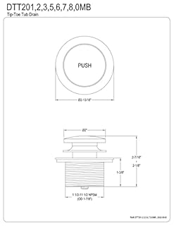 Kingston Brass DTT208 Tip-Toe Bath Tub Drain, Brushed Nickel