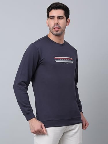 Image of Cantabil Cotton Blend Regular Fit Solid Round Neck Full Sleeve Casual Sweatshirt for Men | Full Sleeves Round Neck Sweatshirts for Men | Mens Round Neck Solid Sweatshirt (P MTSH00028)