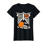 Costume d'halloween Amusant pour Femme Enceinte, Citrouille, Cage côtelée T-Shirt
