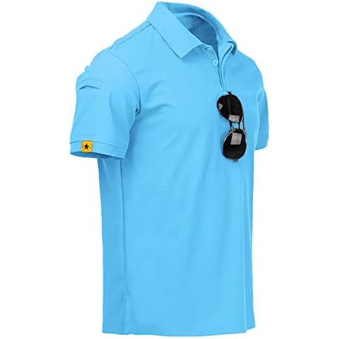 LLdress Blue Mens Polo Shirts - Summer Casual Short Sleeve - Mens Collared Pullover Golf Shirts, 3XL Cover