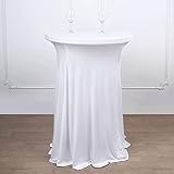 Efavormart White Round Spandex Cocktail Table Cover with Natural Wavy Drapes - Perfect for Wedding,...