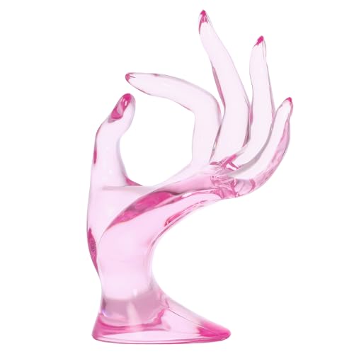 Maxsirui Hand Form Ring Holder Jewelry Display Organization Rack Bracelet Ring Watch Stand Support Aesthetic Y2k Room Decor (Pink)