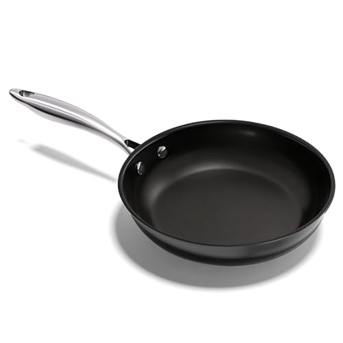 UUKRAVE Keramik Pfanne Induktion 20cm, Antihaft Beschichtung Keramikbeschichtung Bratpfannen, Pfannen mit Edelstahlgriff, PTFE-frei PFOA-frei PFAS-frei, Backofenfest (Schwarz)