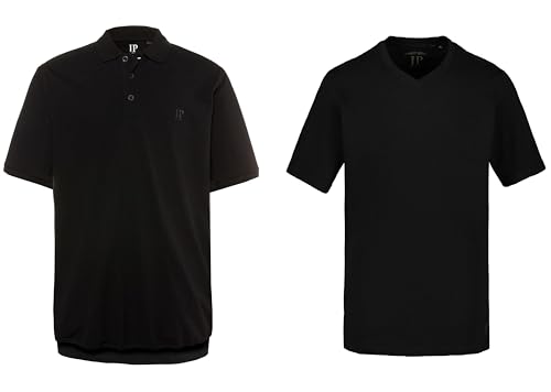 T-shirt col V manches courtes et polo en jersey noir hommes grandes tailles 4XL