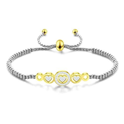 Bracelet bolo cœurs en zircone, le cadeau idéal taille unique pour femme
