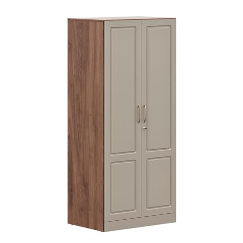 Image of Wakefit Wardrobe for Bedroom | 3 Yr Warranty | Cupboard for Bedroom, Almirah, Wooden Wardrobe, Comes with LED light, Multi-Shelves, Drawer & Hanger, Density:680-750 kg /m, Free Installation(Tyrian-CB)