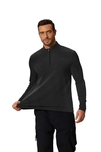 Image of COOFANDY Men's Quarter Zip Pullover Long Sleeve Sweatshirt 1 /4 Zip Golf Shirt Winter Fleece Lined Thermal Pullover