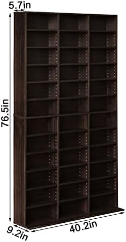 1116 CD/528 DVD Storage Shelf Rack Unit Adjustable Book Bluray Video Games(Brown)