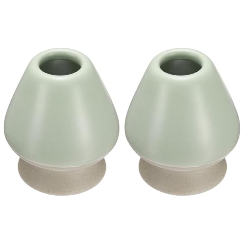 sourcing map 2 soportes para batidor de té matcha de 70 mm, soporte tradicional de bambú para batidor de té matcha, accesorios para el hogar, cocina, degustación de té, ceremonia, regalo, gris-verde
