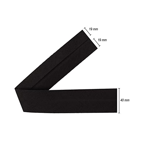 TEXTEX = 40mm Wide Bias Binding Tape. 50% Cotton and 50% Polyester. 10m Piece - (Black) - Image 3