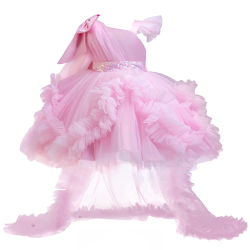 Lamgool Toddler Baby Girls Pageant Formal Dress Ruffle Tulle Elegant Bow Tutu Princess Ball Gown for Birthday Prom Party