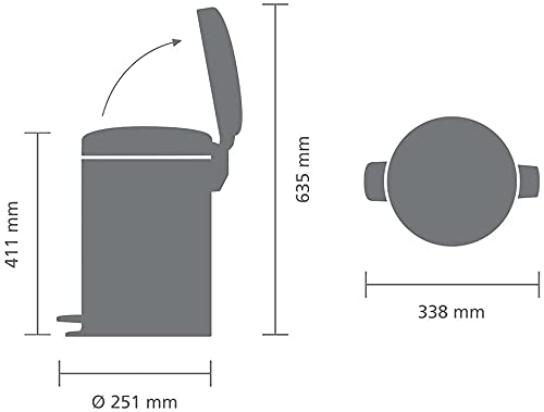 Image of Brabantia Pedal Bin newIcon with Plastic Inner Bucket, 12 Litre - Matt Steel